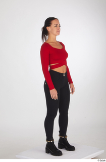  Zuzu Sweet black boots black trousers casual dressed red long sleeve t shirt standing whole body 0008.jpg